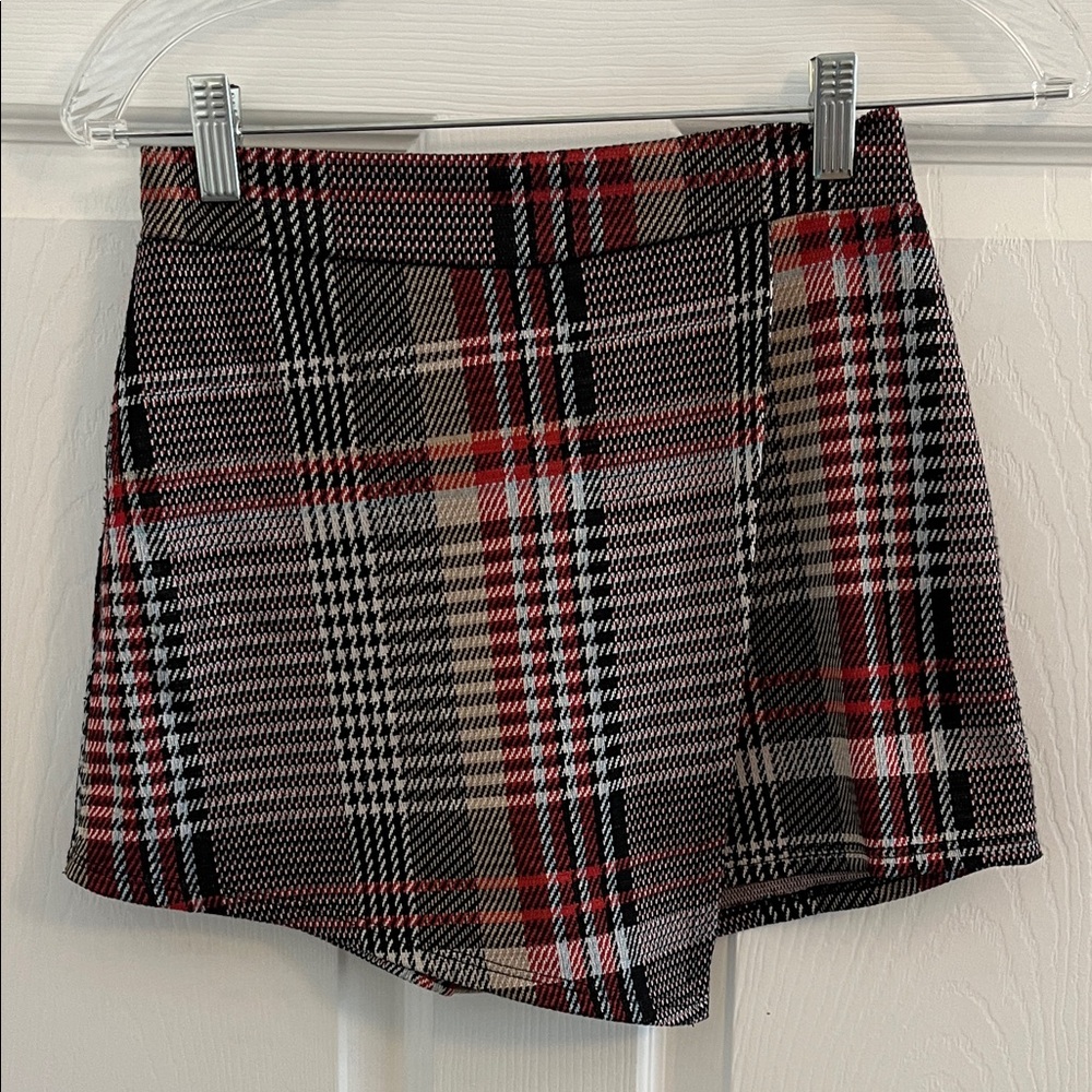 Plaid Mini Skort - Red and Black